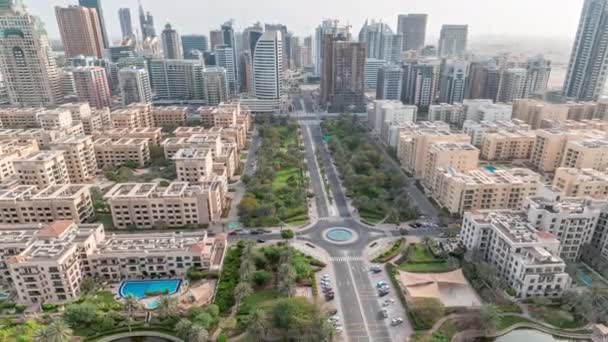 Rascacielos Distrito Barsha Heights Edificios Poca Altura Timelapse Aéreo Del — Vídeo de stock