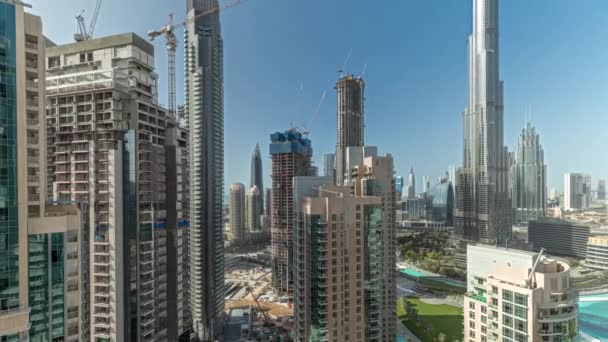 Panorama Que Muestra Paisaje Urbano Del Centro Dubái Con Rascacielos — Vídeos de Stock