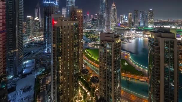 Dubai Downtown Cidade Paisagem Urbana Com Arranha Céus Mais Altos — Vídeo de Stock