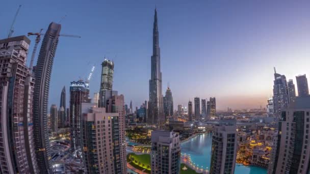 Panorama Paisagem Urbana Dubai Downtown Com Arranha Céus Mais Altos — Vídeo de Stock