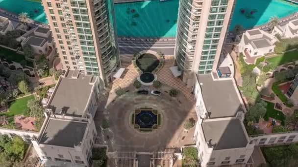Dubai Centro Paisaje Urbano Mirando Hacia Abajo Vista Con Sombras — Vídeos de Stock