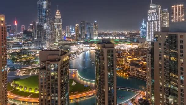 Dubai Şehir Merkezi Havadaki Havanın Etrafındaki Uzun Gökdelenlerle Dolu Yukarıdan — Stok video