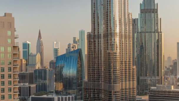 Dubai Céntrico Paisaje Urbano Con Rascacielos Más Altos Alrededor Del — Vídeo de stock