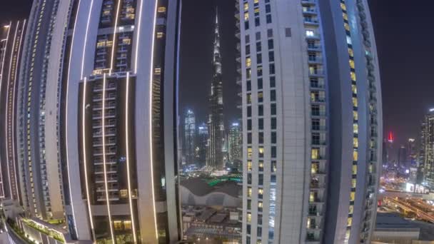 Mais Alto Panorama Arranha Céus Centro Cidade Dubai Localizado Rua — Vídeo de Stock