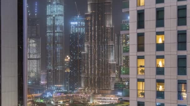 Einkaufszentrum Mit Restaurants Auf Balkonen Zeitraffer Dubai Vereinigte Arabische Emirate — Stockvideo