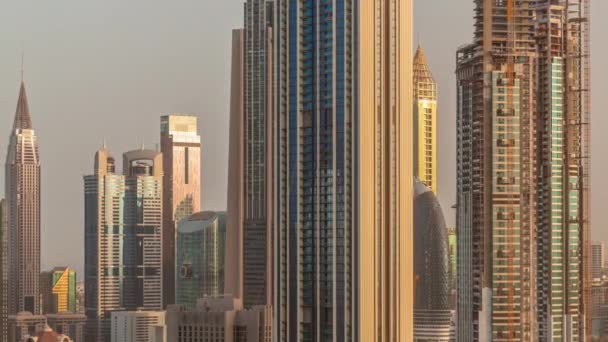 Fila Degli Alti Edifici Panorama Intorno Sheikh Zayed Road Difc — Video Stock