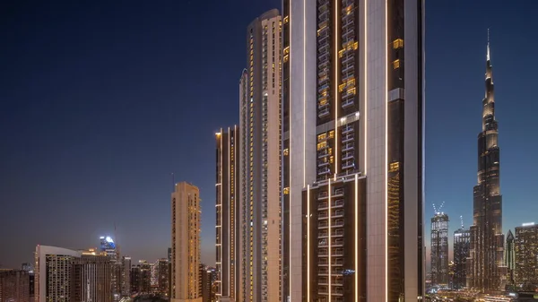 Nejvyšší Mrakodrapy Centru Dubaje Obchodní Záliv Nachází Bouleward Street Blízkosti — Stock fotografie