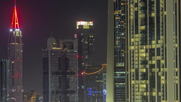 Raden Höga Byggnaderna Runt Sheikh Zayed Road Och Difc Distrikt — Stockvideo