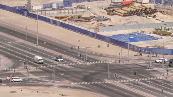 Bussy Ruchu Skrzyżowaniu Dróg Dubaju Biznesu Bay Powiat Powietrza Timelapse — Wideo stockowe