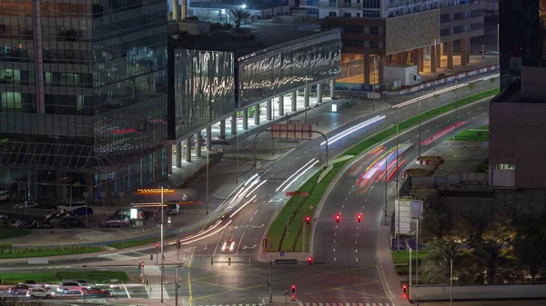 Reger Verkehr Auf Der Straßenkreuzung Dubai Business Bay District Luftaufnahme — Stockfoto