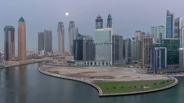 Cityscape Των Ουρανοξύστες Στο Ντουμπάι Business Bay Χερσόνησο Στο Κανάλι — Φωτογραφία Αρχείου