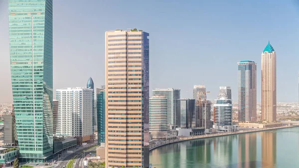 Stadtbild Wolkenkratzer Der Dubai Business Bay Mit Wasserkanal Und Schnittpunkt — Stockfoto