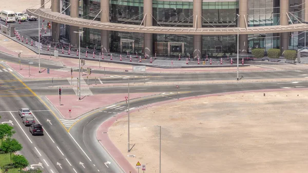 Reger Verkehr Auf Der Straßenkreuzung Dubai Business Bay District Luftaufnahme — Stockfoto
