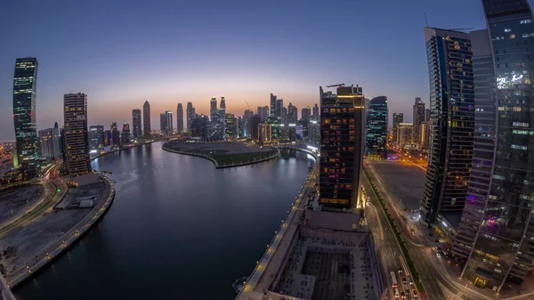 Cityscape Panorama Skyscrapers Dubai Business Bay Water Canal Aerial Day — Stock Photo, Image