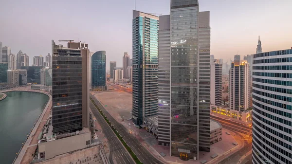 Cityscape Των Ουρανοξύστες Στο Ντουμπάι Business Bay Και Στο Κέντρο — Φωτογραφία Αρχείου