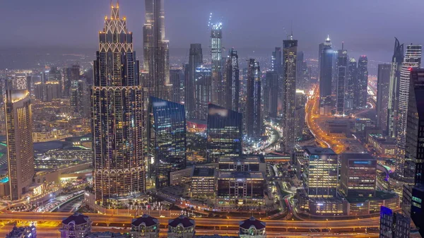 Vue Aérienne Des Hautes Tours Dubaï Skyline Centre Ville Timelapse — Photo