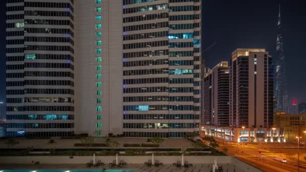 Letecký Panoramatický Výhled Dubaj Centru Mrakodrapů Rušným Provozu Křižovatce Business — Stock video