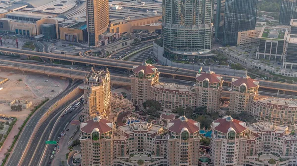 Dubai Şehir Merkezindeki Üst Geçit Kavşağında Yoğun Trafik Var Gün — Stok fotoğraf