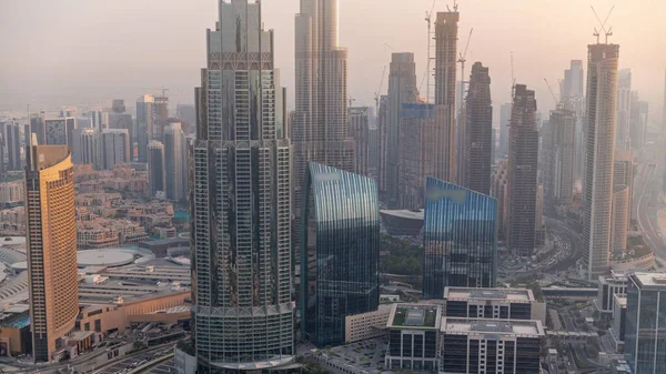 Вид Воздуха Самые Высокие Башни Дубая Downtown Горизонта Шоссе Timelapse — стоковое фото