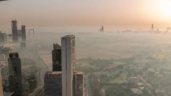Luftaufnahme Von Wolkenkratzern Der Nähe Des Finanzzentrums Die Zeitraffer Von — Stockfoto