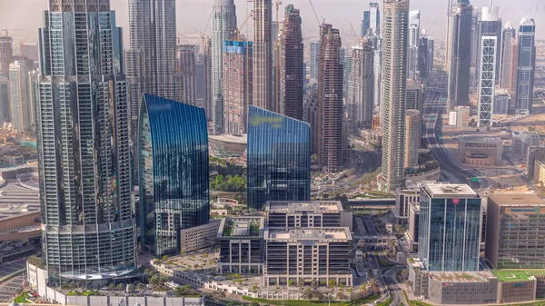 Вид Воздуха Самые Высокие Башни Дубая Downtown Горизонта Шоссе Timelapse — стоковое фото