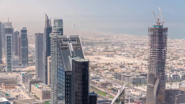 Downtown Skyline Modern Architecture Form Timelapse Aerial View Dubai Business — Stock Photo, Image
