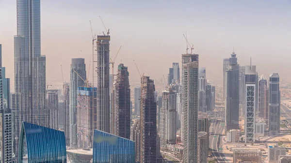 Вид Висоти Хмарочоси Дубаї Час Руху Шосе Фінансовий Район Ділова — стокове фото