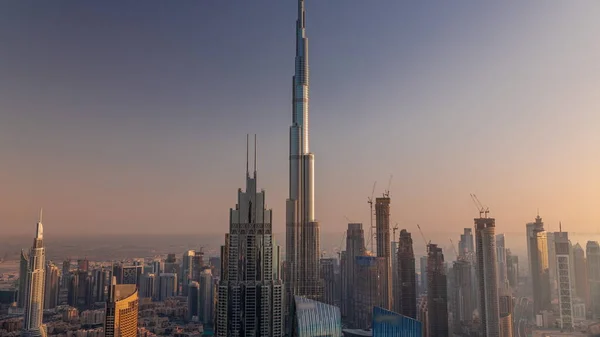 Luchtfoto Van Hoogste Torens Met Reflecties Van Glazen Oppervlak Dubai — Stockfoto