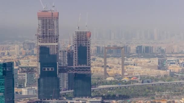 Vista Aerea Grattacieli Vicino Centro Finanziario Dubai Timelapse Cantiere Nuove — Video Stock