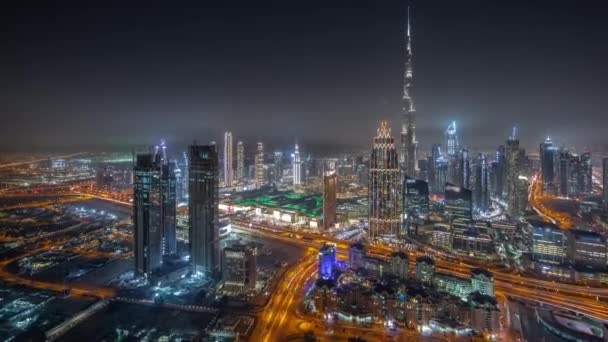 Veduta Aerea Delle Torri Più Alte Dubai Downtown Skyline Autostrada — Video Stock