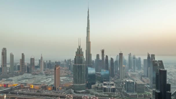 Vista Panorâmica Aérea Das Torres Mais Altas Dubai Downtown Horizonte — Vídeo de Stock