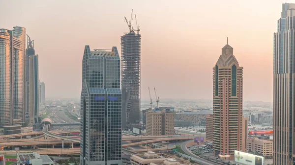 Panoramablick Auf Die Skyline Von Dubai Mit Bahn Und Autos — Stockfoto