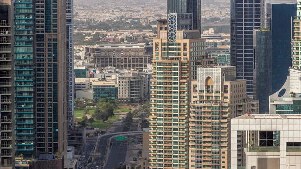 Dubai Marina Och Media City Distrikt Med Moderna Skyskrapor Och — Stockfoto