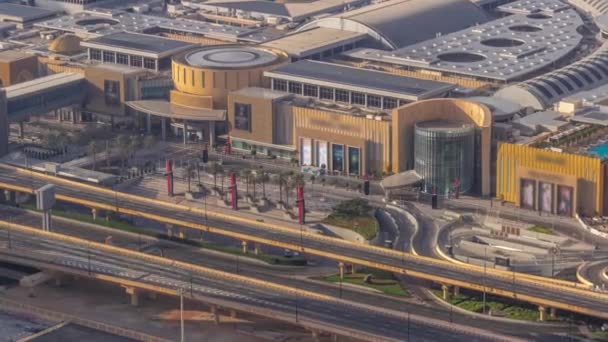 Dubai Centrum Timelapse Och Motorväg Trafik Nära Köpcentret Entré Med — Stockvideo