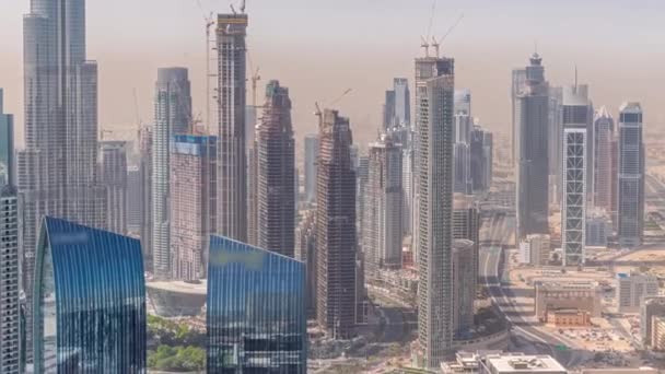 Vue Aérienne Des Hautes Tours Dubaï Skyline Centre Ville Timelapse — Video