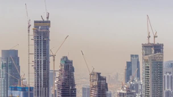 Dubaj Centrum Miasta Wielkopowierzchniową Budową Kompleksu Mieszkalnego Widokiem Dźwigi Lotnicze — Wideo stockowe