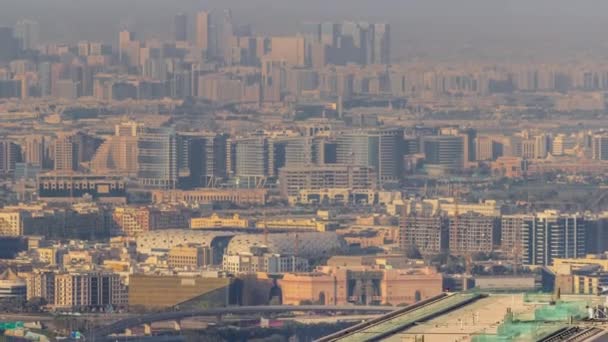 Linia Lotnicza Dubaju Nowoczesnymi Drapaczami Chmur Tradycyjnymi Domami Rejonie Deira — Wideo stockowe