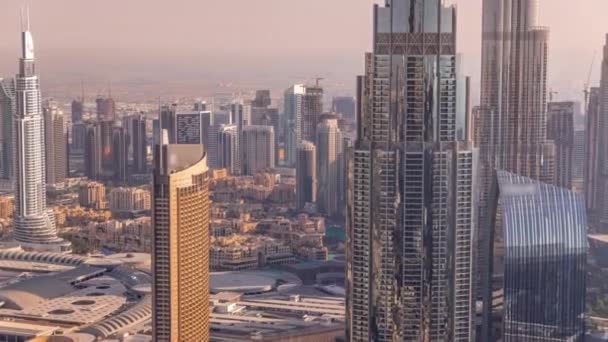 Veduta Aerea Delle Torri Più Alte Dubai Downtown Skyline Timelapse — Video Stock