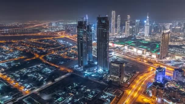 Dubai Centro Cidade Com Construção Grande Escala Complexo Residencial Com — Vídeo de Stock