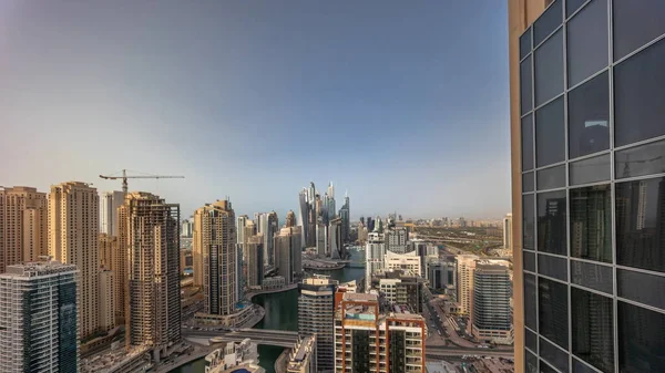 View Various Skyscrapers Tallest Recidential Block Dubai Marina Aerial Timelapse — Stock Photo, Image
