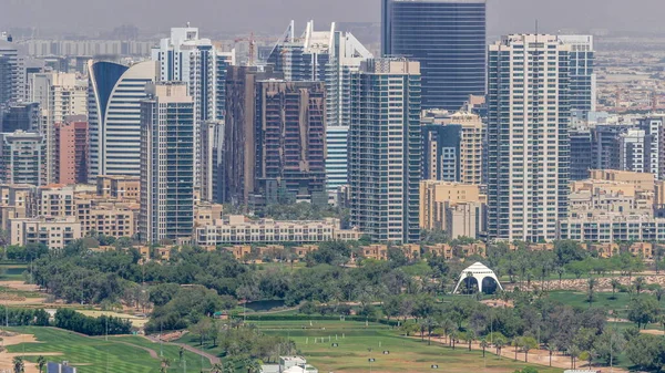 Dubai Bairro Residencial Luxo Com Clube Golfe Timelapse Vista Aérea — Fotografia de Stock