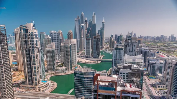 Widok Różne Drapacze Chmur Najwyższym Bloku Wzajemnym Dubai Marina Powietrza — Zdjęcie stockowe