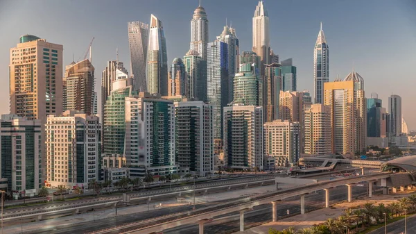 Dubai Marina Tallest Block Skyscrapers Timelapse Aerial View Jlt District — Stock Photo, Image