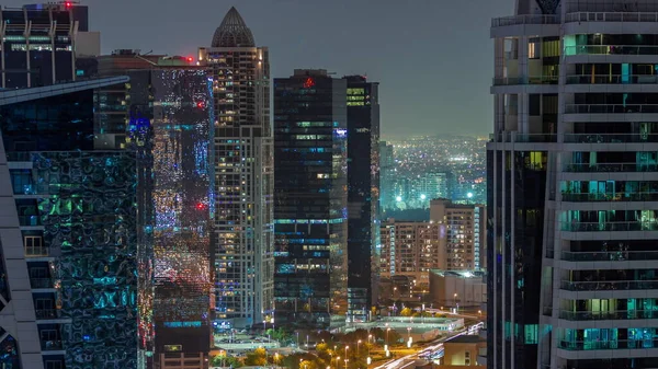 Високі Житлові Будівлі Jlt Районному Авіаційному Часописі Частина Дубайського Центру — стокове фото