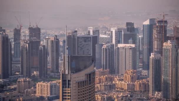 Widok Lotu Ptaka Najwyższe Wieże Dubaju Centrum Miasta Zatoki Biznesowej — Wideo stockowe