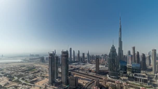 Panorama Mostrando Vista Aérea Das Torres Mais Altas Dubai Downtown — Vídeo de Stock