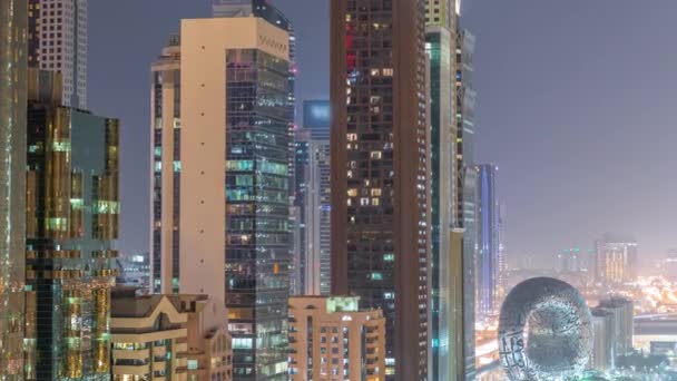 Widok Lotu Ptaka Dubai International Financial District Wieloma Drapaczami Chmur — Wideo stockowe