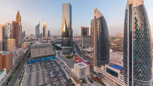 Vista Aérea Dubai International Financial District Com Muitos Arranha Céus — Vídeo de Stock