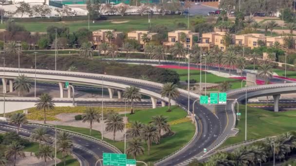 Dubai Luxury Residential District Golf Club Timelapse Aerial View Villa — Stock Video