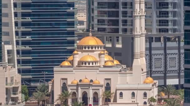 Dubai Marina Silueti Muhammed Bin Ahmed Mulla Camii Hava Zaman — Stok video